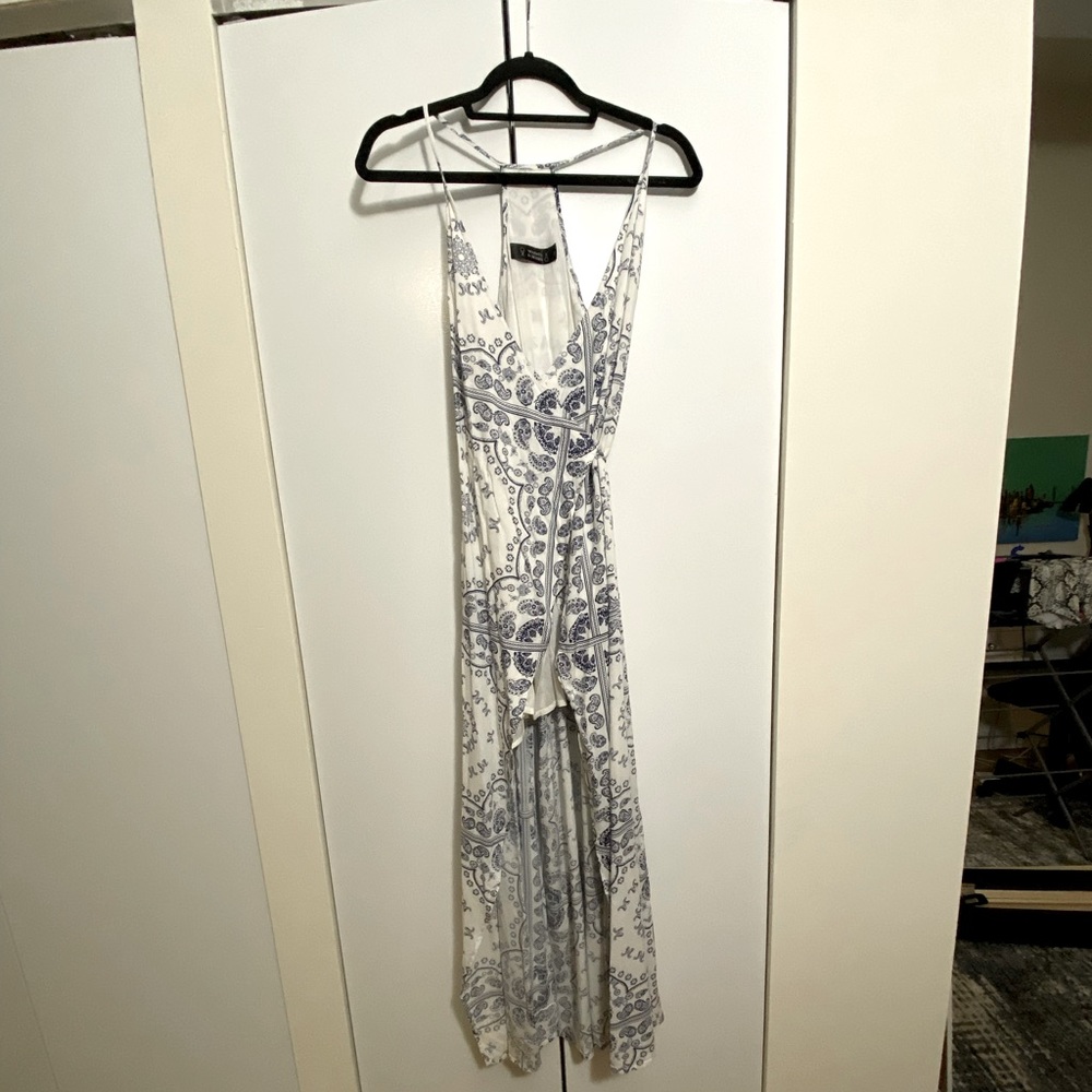Blue and white maxi dress